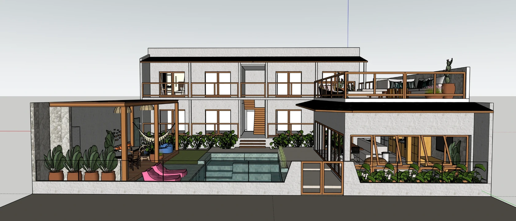 Casa Praiamar — modelagem 3D da fachada (antes)