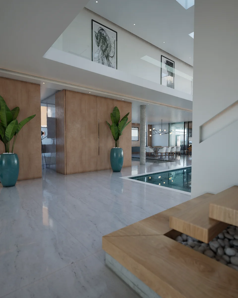 Render 3D fotorrealista de interior — RenderIA Eixo Z